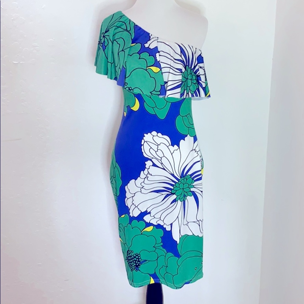 Floral Tropical One Shoulder Dress